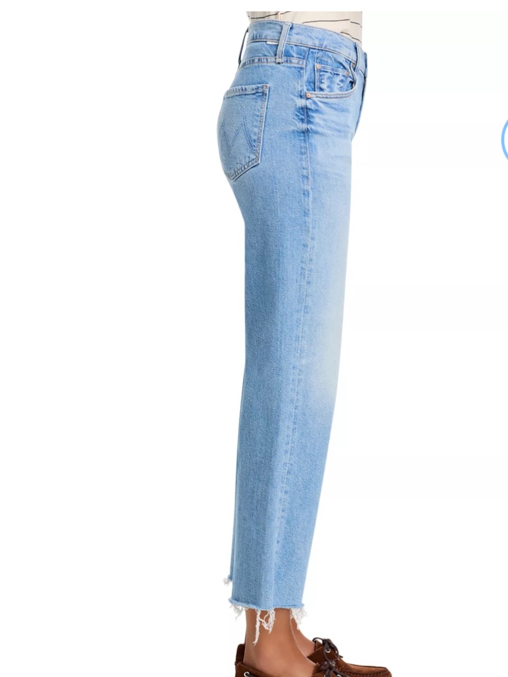 MOTHER Rambler Mid Rise Ankle Fray Jeans Zip New 30 Comeback Kid Light Blue - Picture 4 of 14